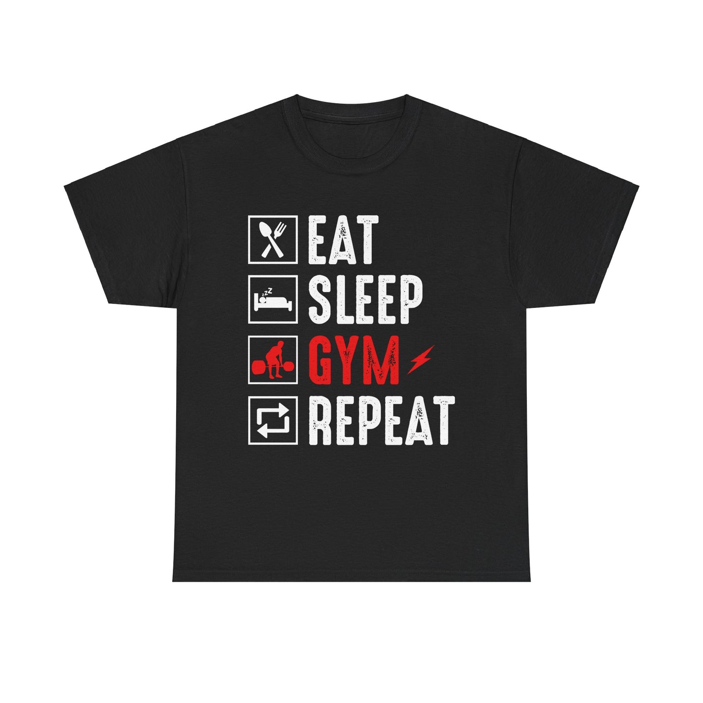 EAT , SLEEP , GYM Unisex Heavy Cotton Tee - Perfect for Gym Fans