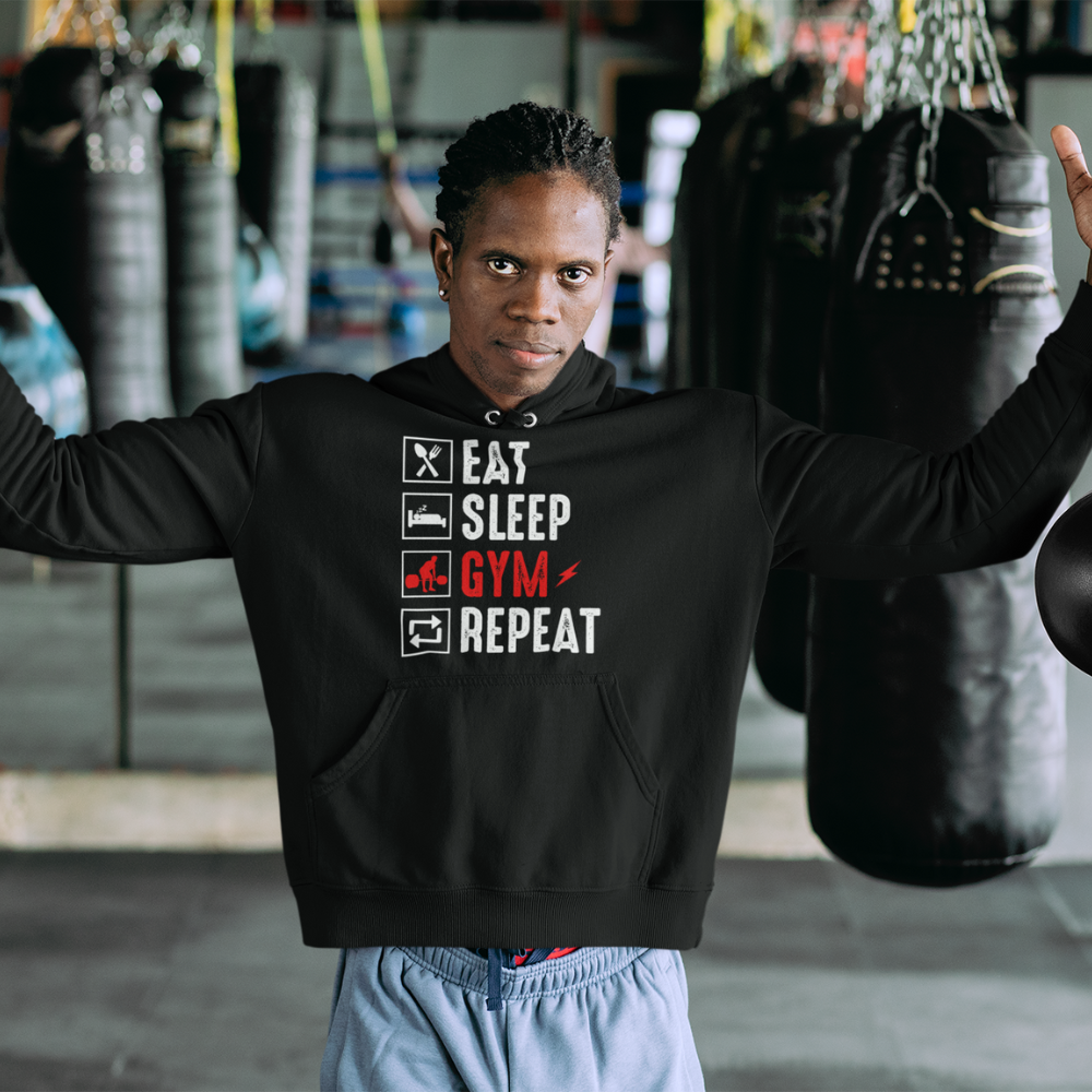 Eat , Sleep , Gym Hoodie - Three-Panel Fleece