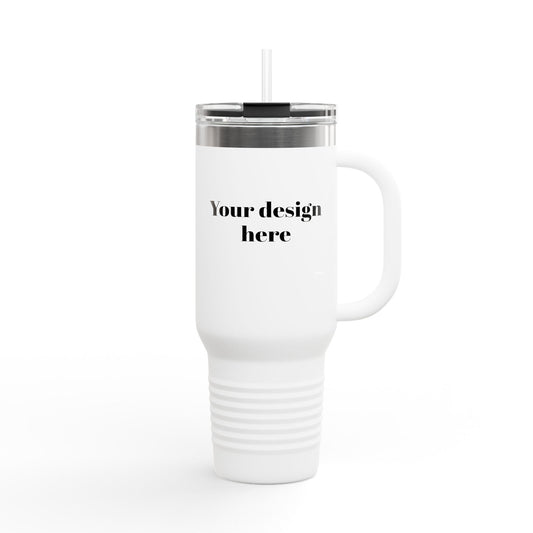 White Personalized Insulated Travel Mug | Custom Design | 40oz