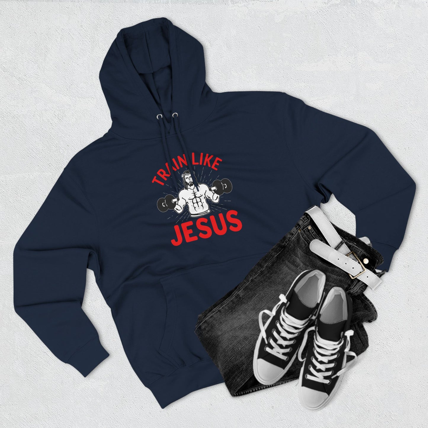 Train Like Jesus Hoodie - Three-Panel Fleece