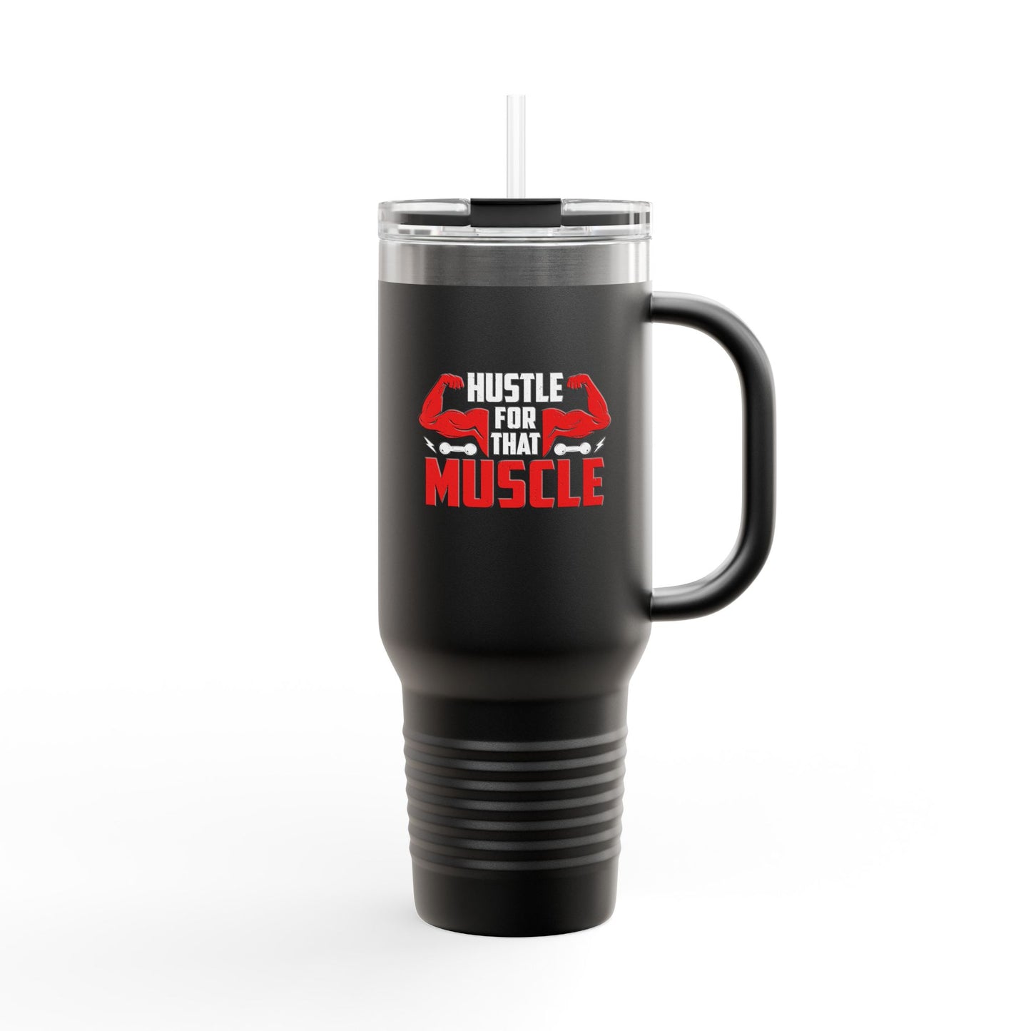 Hustle for That Muscle Insulated Travel Mug - 40oz Fitness Motive