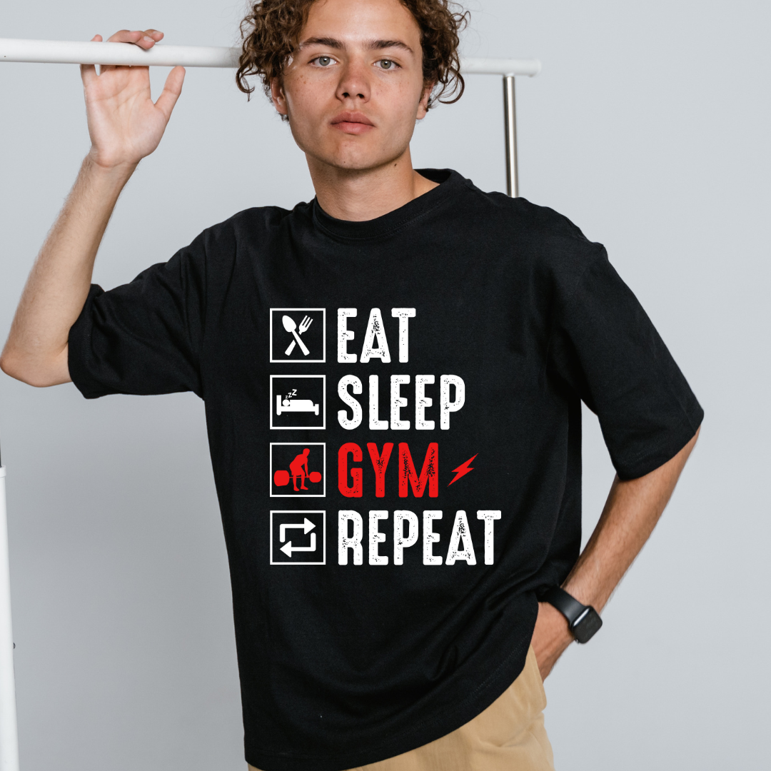 EAT , SLEEP , GYM Unisex Heavy Cotton Tee - Perfect for Gym Fans