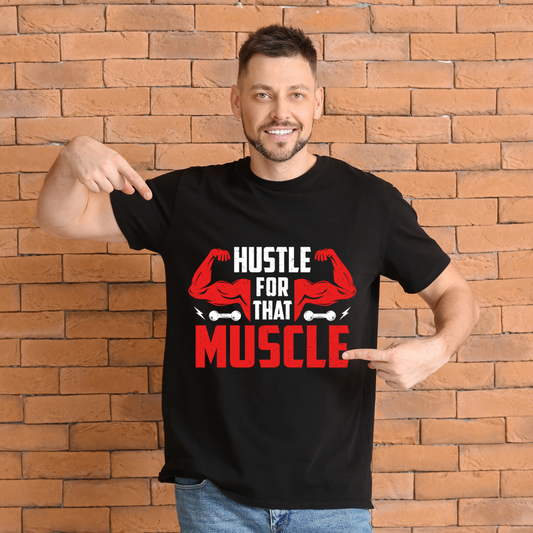 HUSTLE FOR THAT MUSCLE Unisex Heavy Cotton Tee - Perfect for Gym Fans