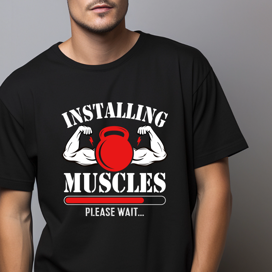 Installing Muscle Unisex Heavy Cotton Tee - Perfect for Gym Fans